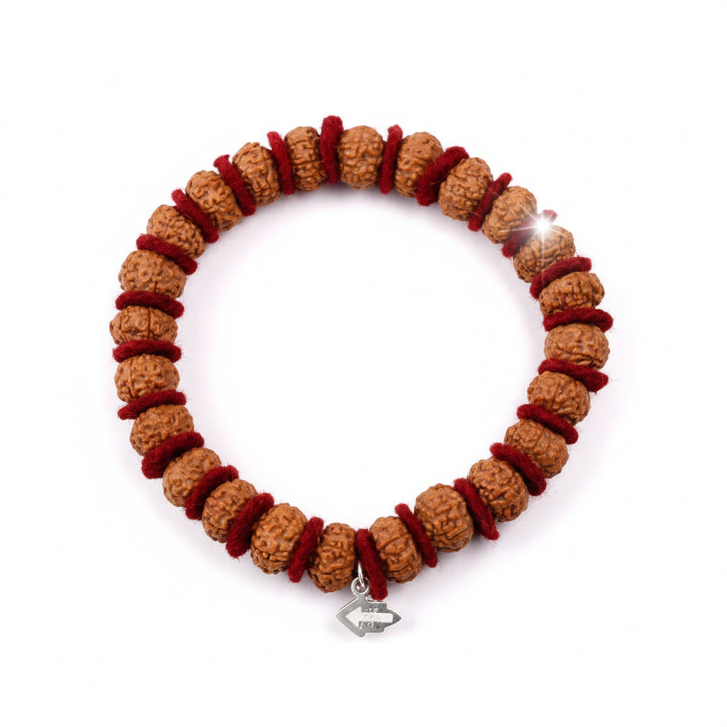 9 Mukhi Durga Shakti Bracelet From Java In Woolen Spacers-12 mm
