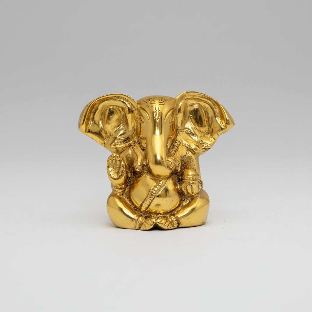 Elephant Ear Ganesh Shining Brass Statue
