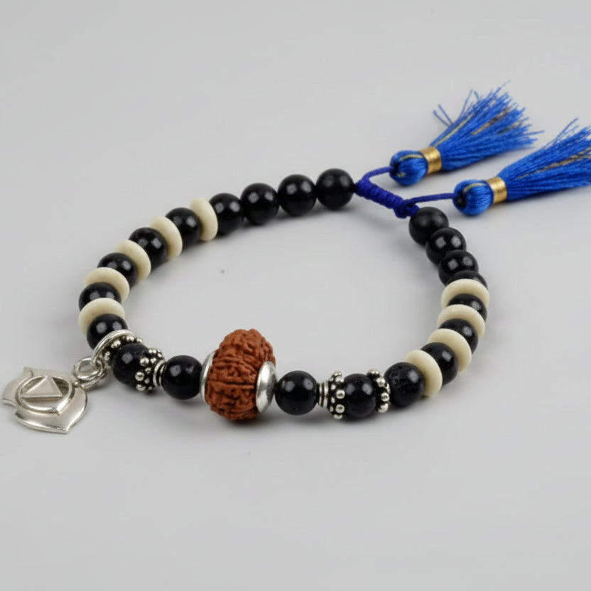 17 mukhi Rudraksha and Blue Sapphire Bracelet - II (Third Eye)