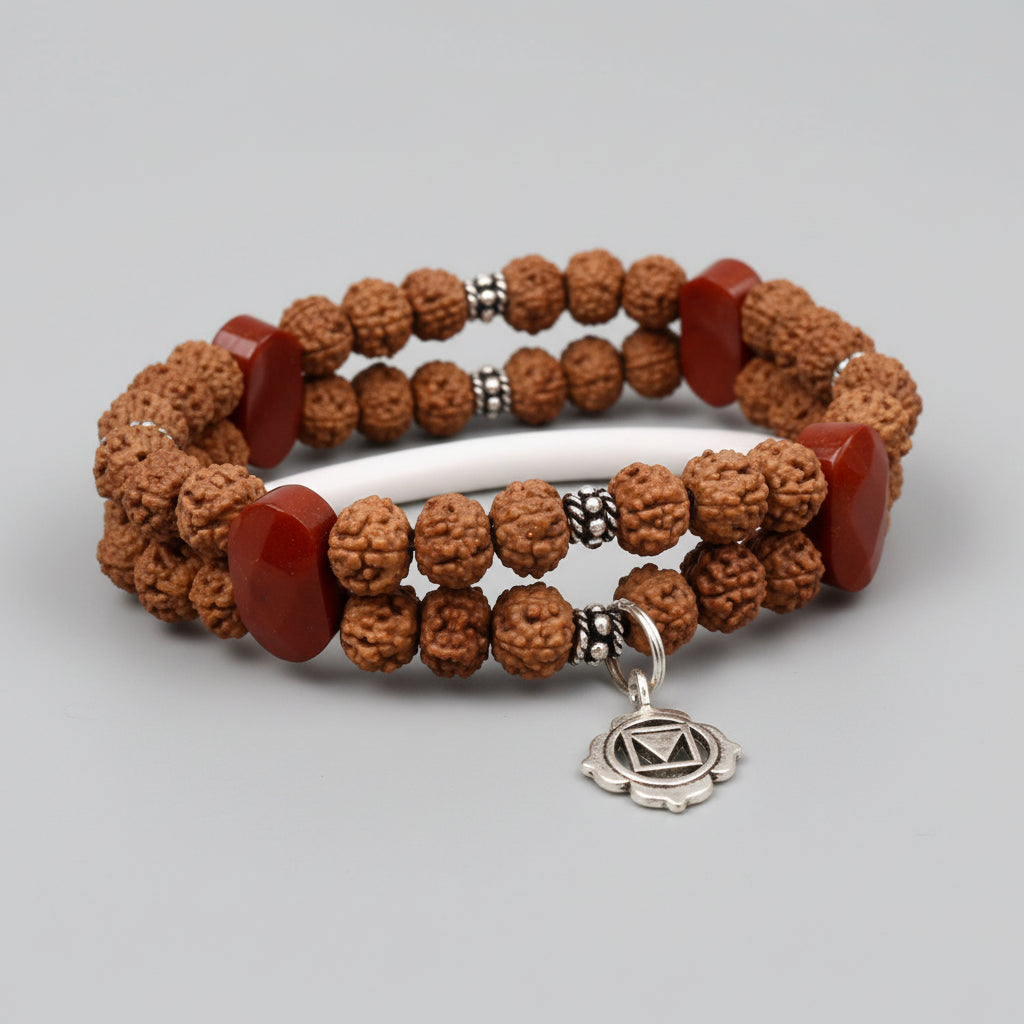 6 Mukhi Rudraksha and Jasper Bracelet - I