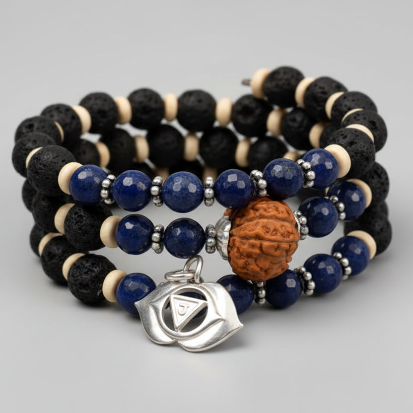 17 mukhi Rudraksha and Blue Sapphire Bracelet (Third Eye)
