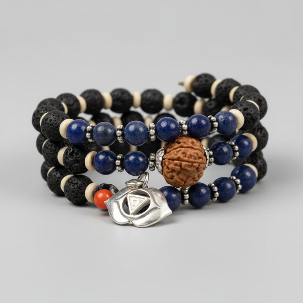 17 mukhi Rudraksha and Blue Sapphire Bracelet (Third Eye)