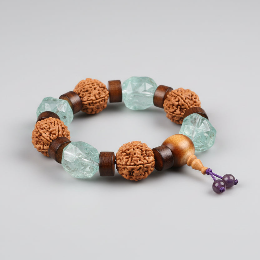 5 Mukhi and Aquamarine Gemstone Bracelet