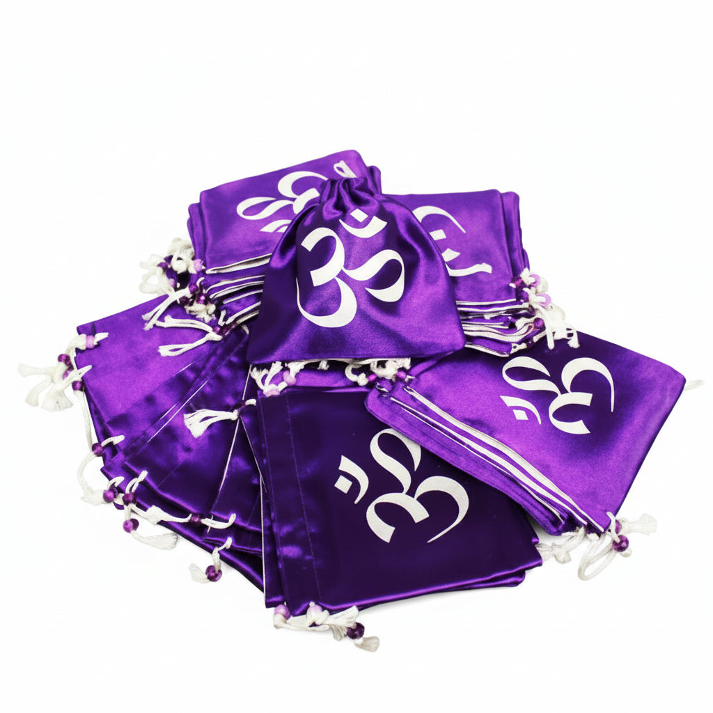 Om Satin Pouches Set of 20-Grape Purple