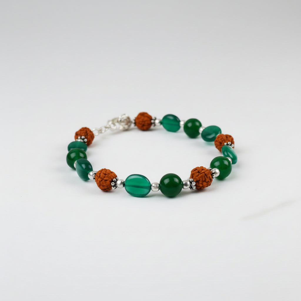 Rudraksha and Green Onyx Bracelet (II)