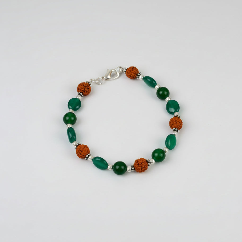 Rudraksha and Green Onyx Bracelet (II)