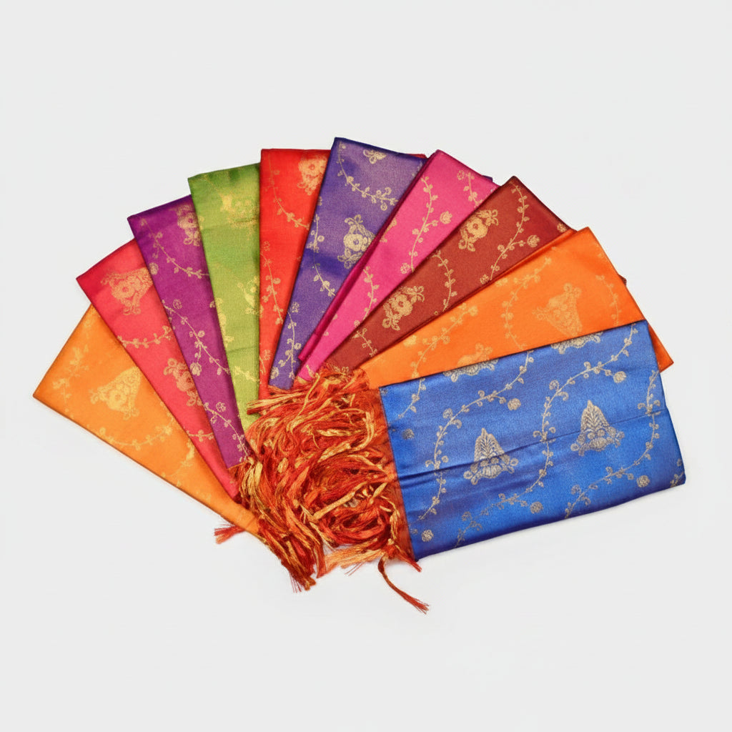 Shanku Chakra Namam Silk PUJA Shawl-Orange