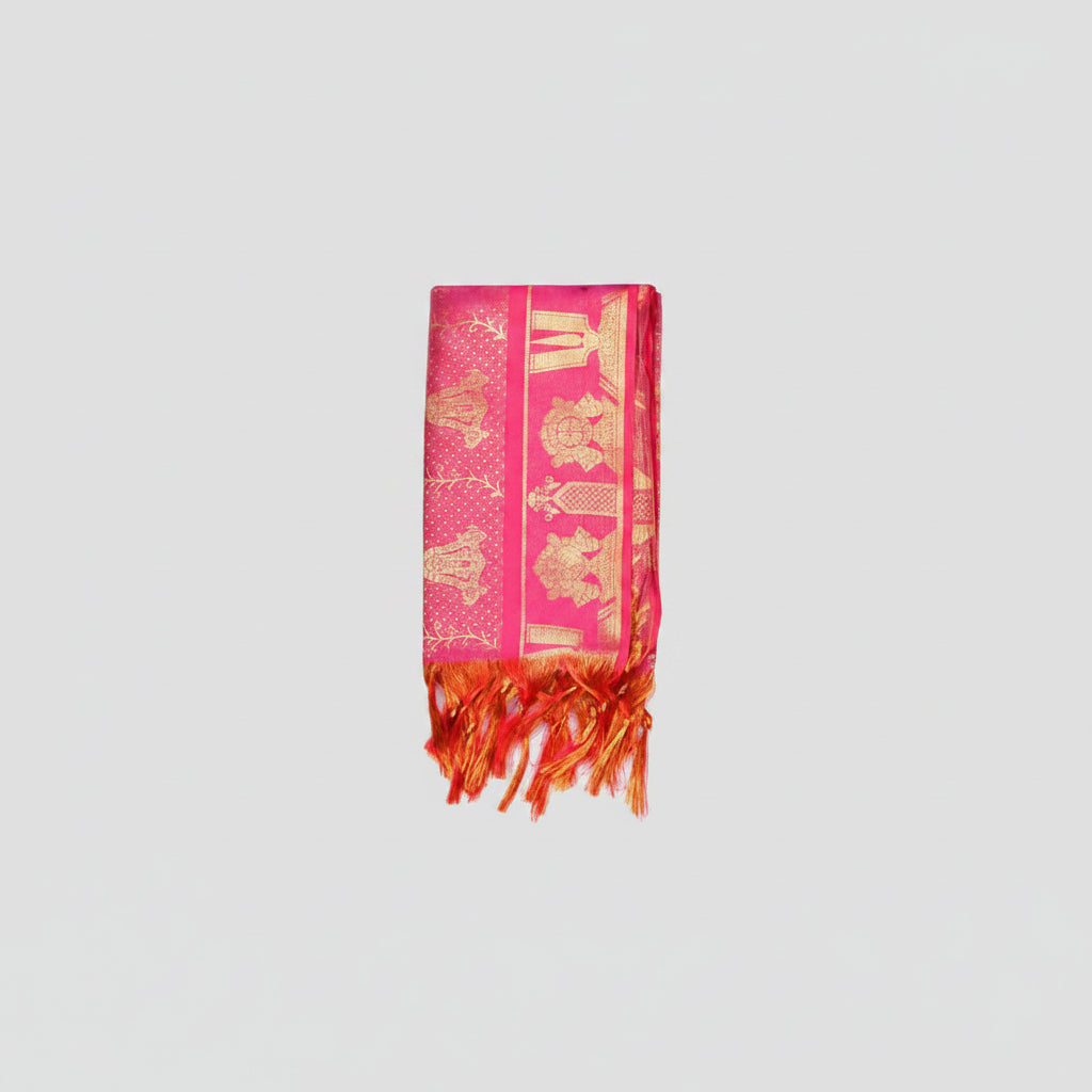 Shanku Chakra Namam Silk PUJA Shawl-Green