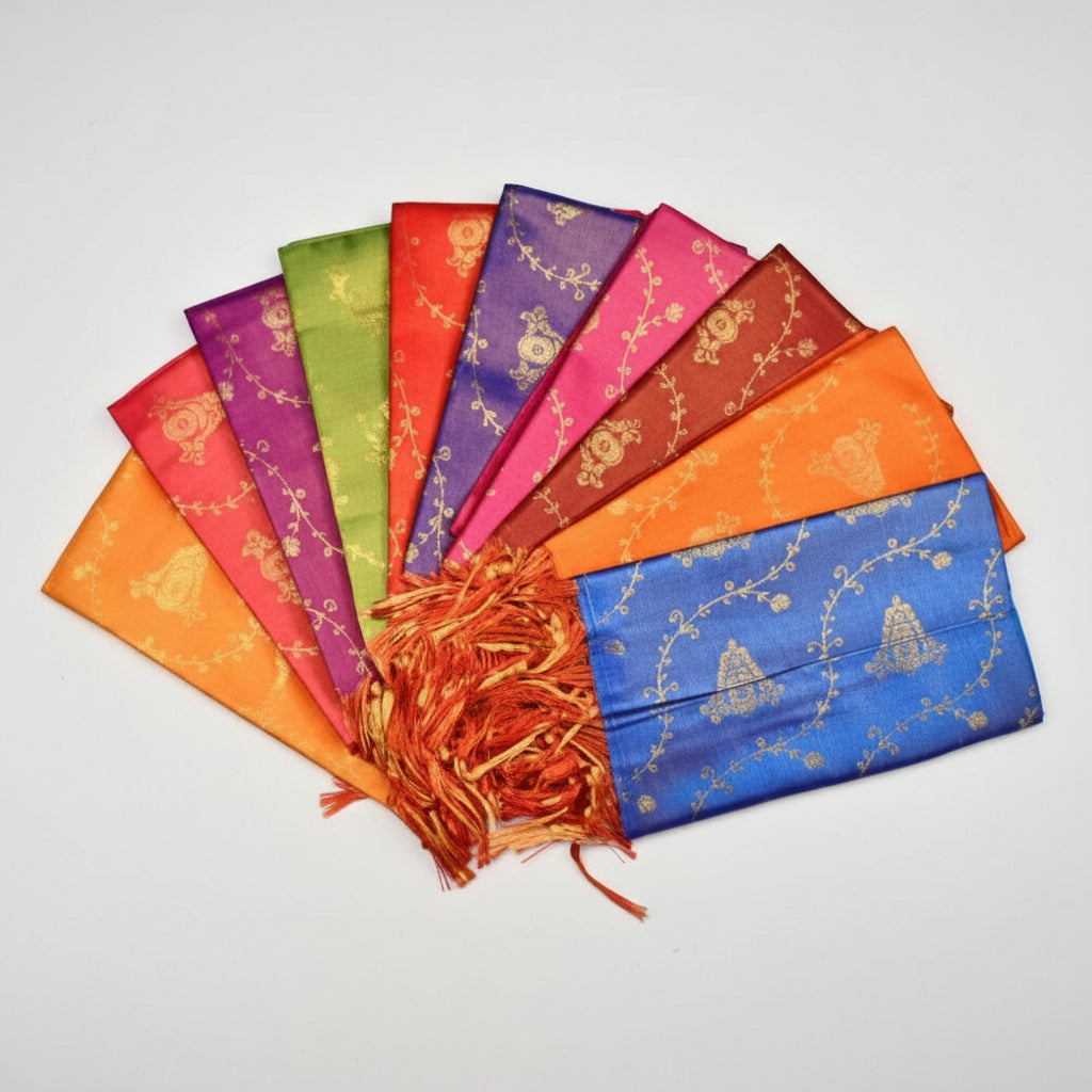 Shanku Chakra Namam Silk PUJA Shawl-Purple