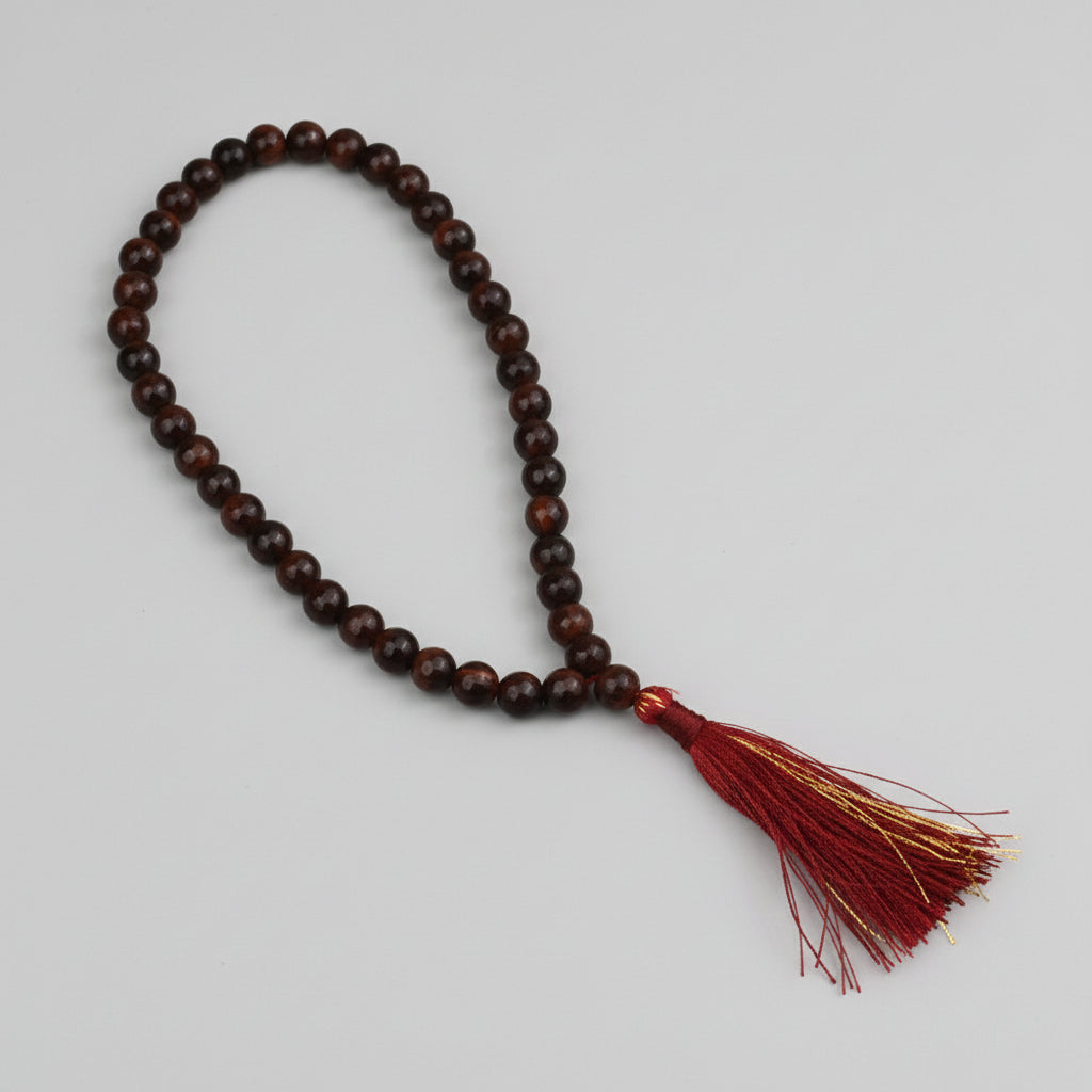Red Tiger Eye Faceted Round Mala Without Knots-6 mm