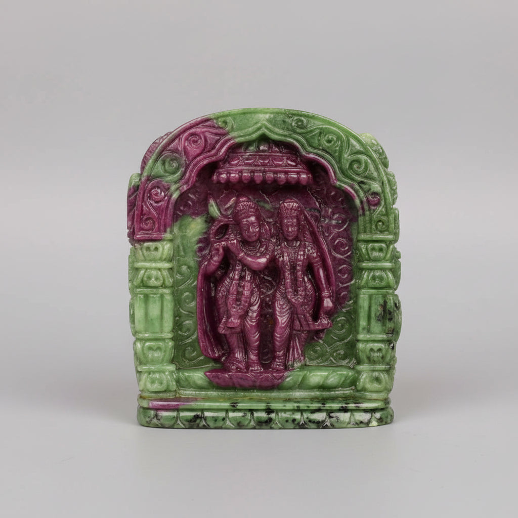 Exquisite Radha Krishna Ruby Idol - 2035 Carats