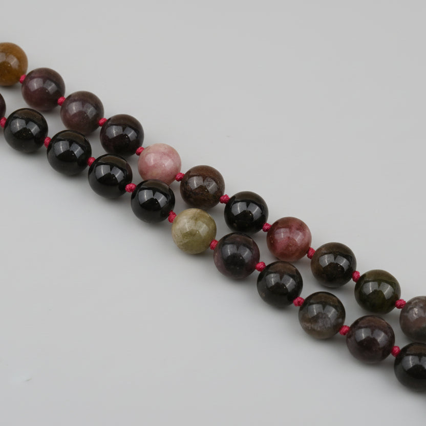 Multi Tourmaline Knotted Mala-6 mm