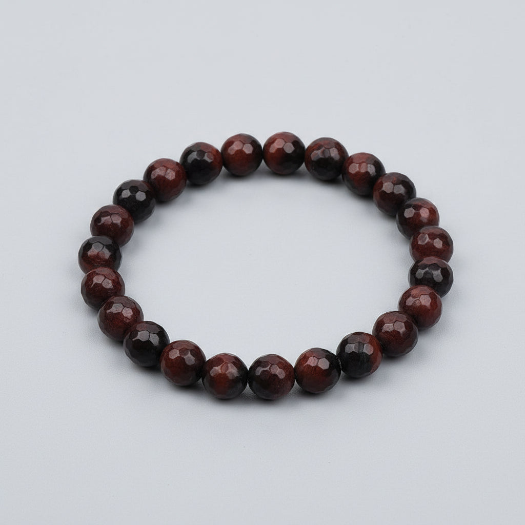 Red Tiger Eye Faceted Beads Bracelet-6 mm