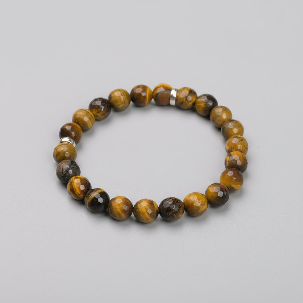 Tiger Eye Faceted Beads Bracelet-6 mm