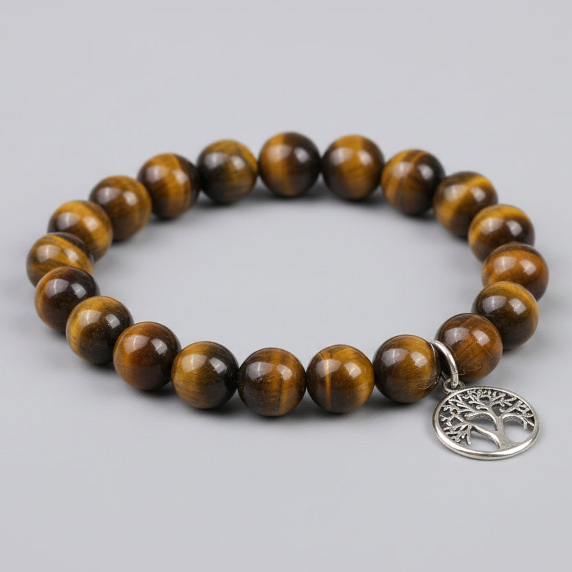 Tiger Eye Tree of Life Trinklet Bracelet-8 mm