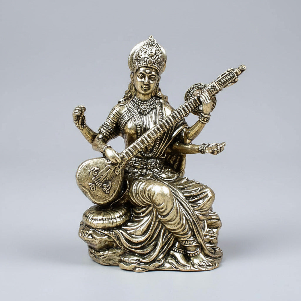 Saraswati Devi Ashtadhatu Idol