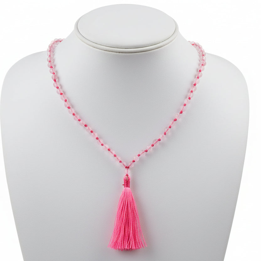 Rose Quartz Knotted Mala-8 mm