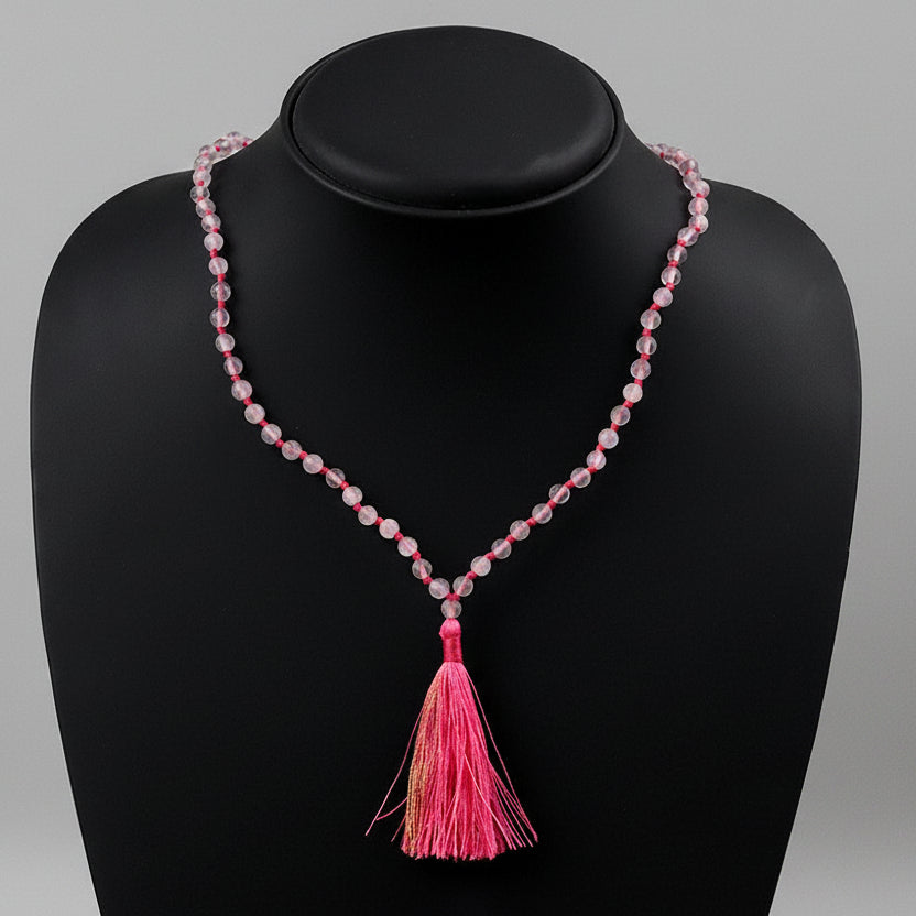 Rose Quartz Knotted Mala-4 mm