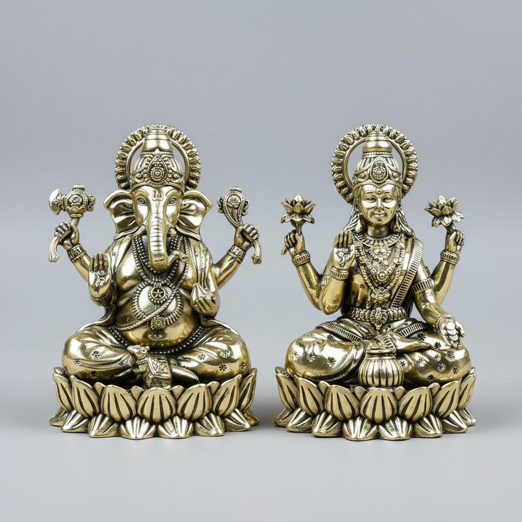 Kamal Laxmi Ganesh Ashtadhatu Idols Set