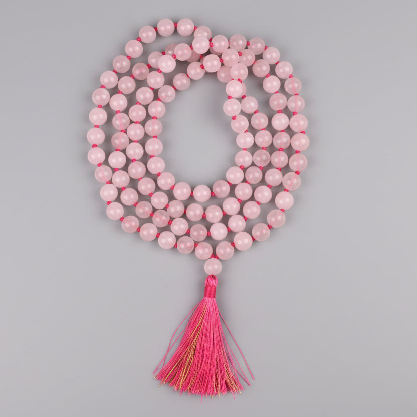 Rose Quartz Knotted Mala-6 mm