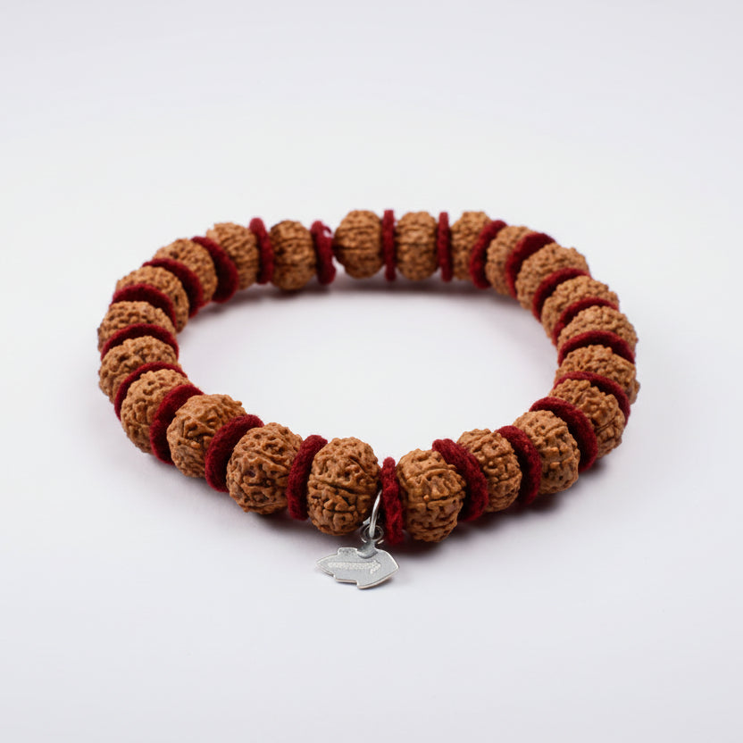 9 Mukhi Durga Shakti Bracelet From Java In Woolen Spacers-10 mm