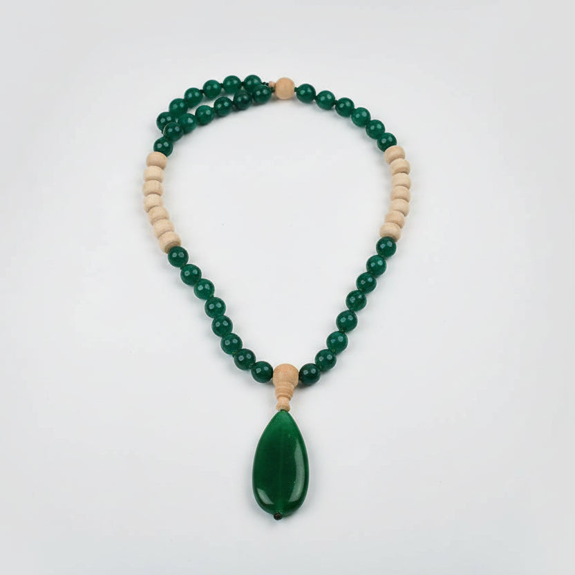 Green Onyx and Tulsi Beads Mala