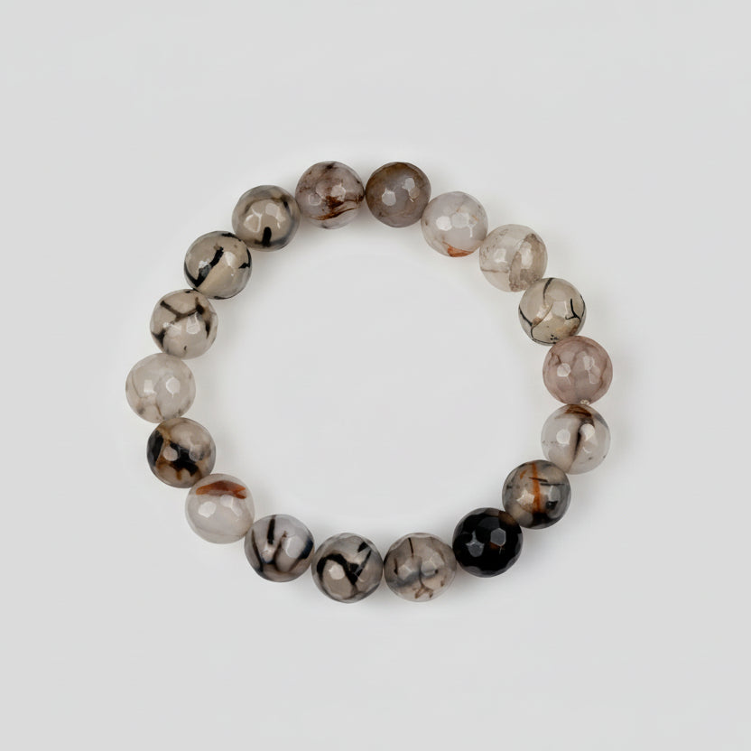 Smoky Quartz Faceted Bracelet in Elastic-10 mm