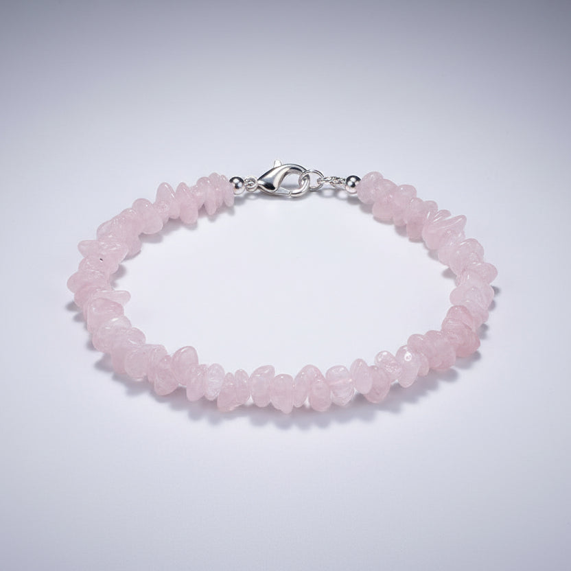Rose Quartz Uncut Beads Bracelet-Single Layer