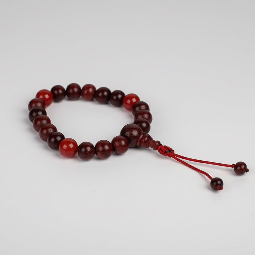 Red Sandalwood & Orange Carnelian Bracelet (II)-Adjustable Thread