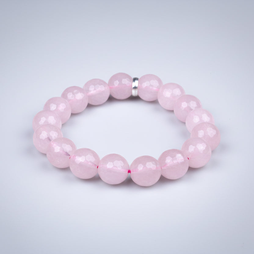 Rose Quartz Faceted Beads Bracelet-8 mm