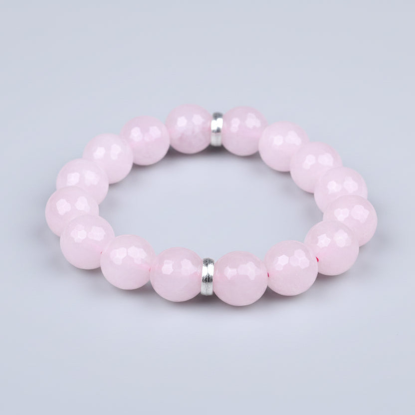 Rose Quartz Faceted Beads Bracelet-10 mm