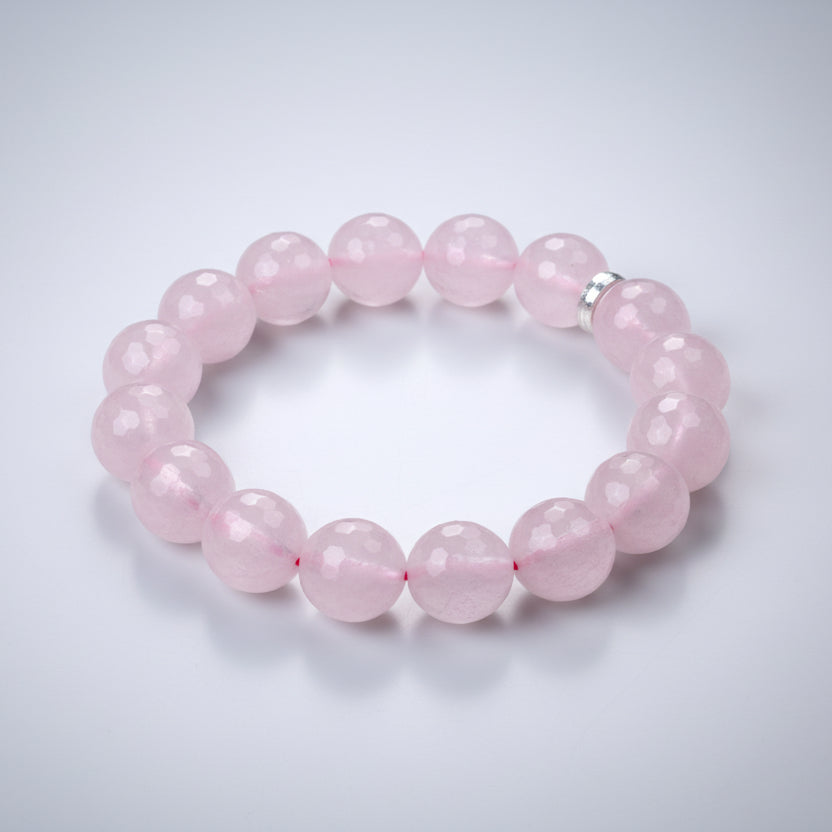 Rose Quartz Faceted Beads Bracelet-6 mm
