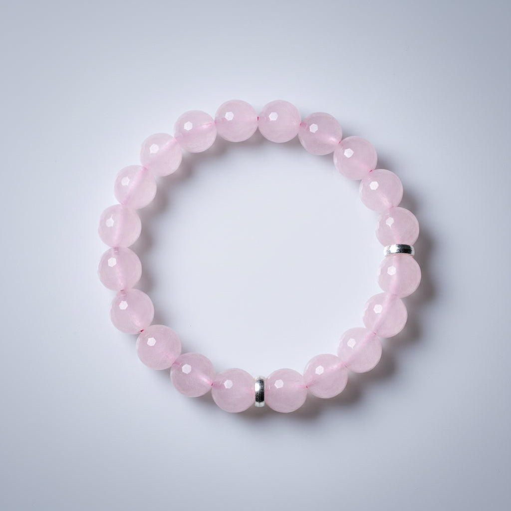 Rose Quartz Faceted Beads Bracelet-12 mm