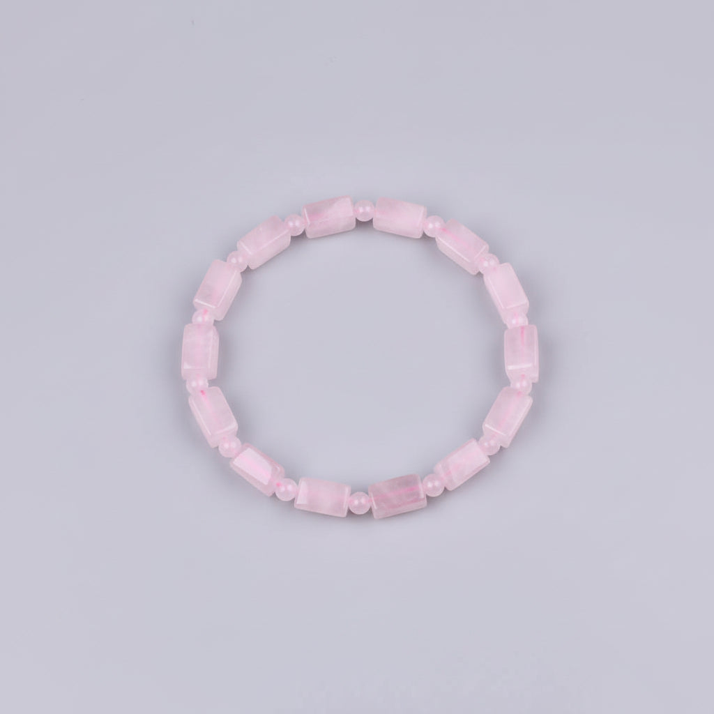 Rose Quartz Square & Round Shape Beads Bracelet