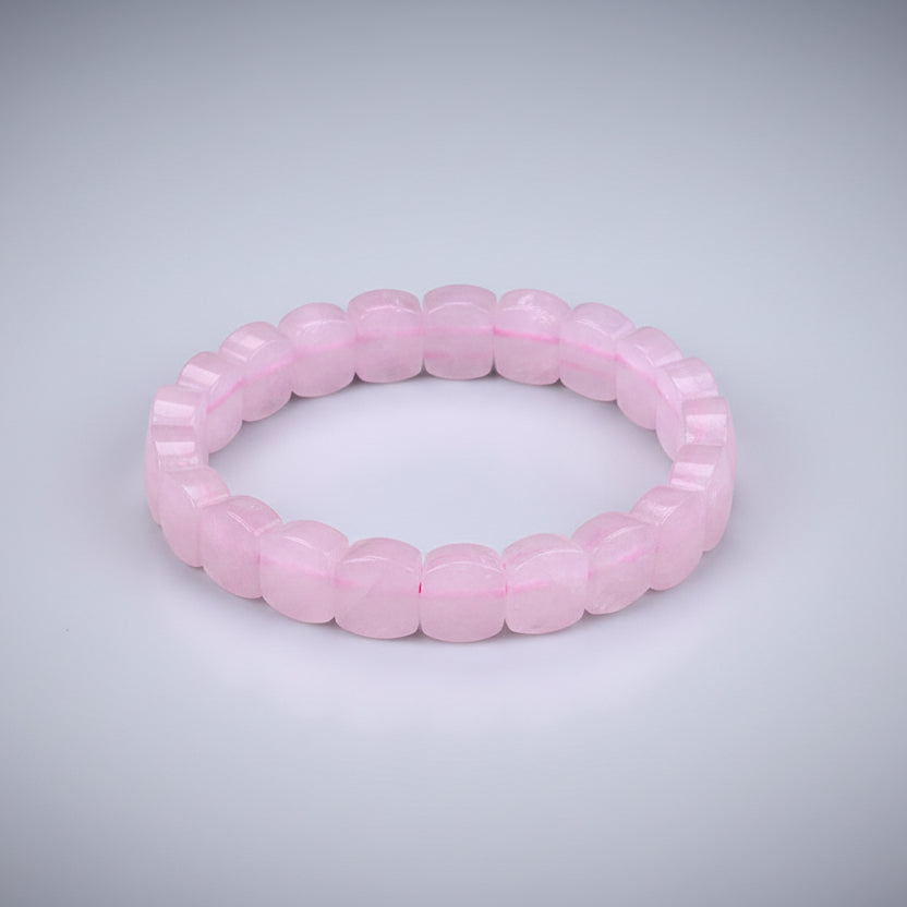 Rose Quartz Faceted Rhombus Shape Beads Bracelet