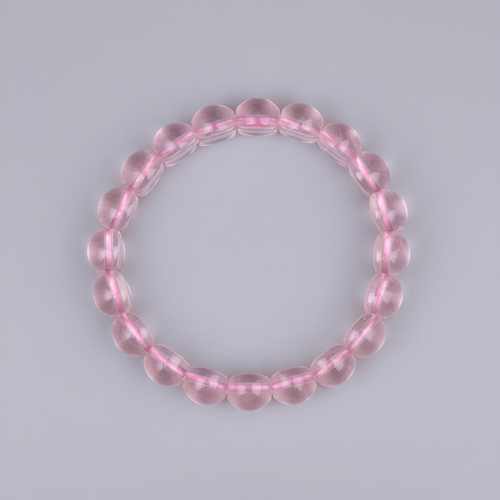 Rose Quartz Oval Beads Elastic Bracelet