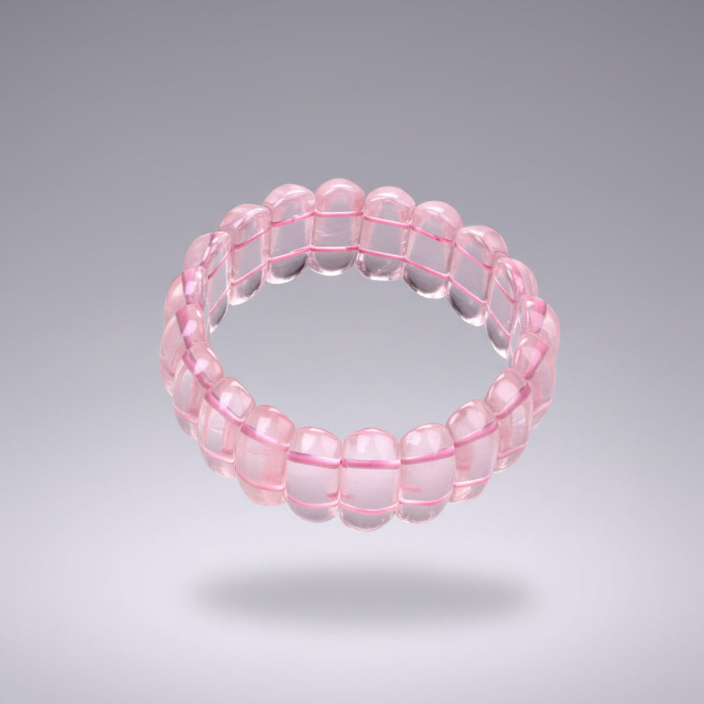 Rose Quartz Oval Beads Elastic Bracelet