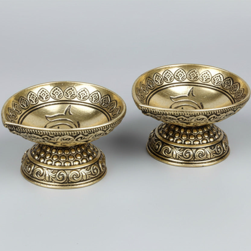 Ashtadhatu Designer Diya Set Of 2
