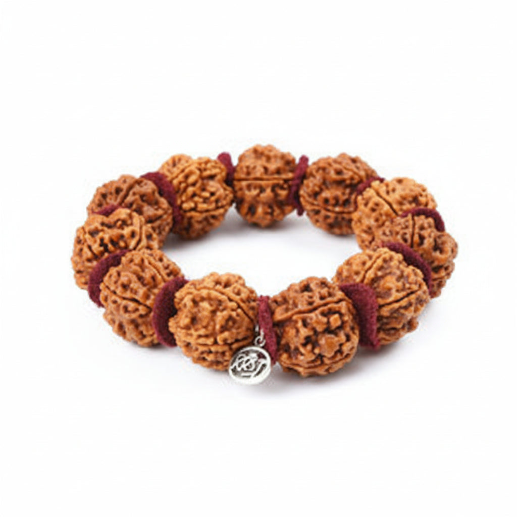 5 Mukhi Guru Bracelet (I)-Regular-Woolen Spacers