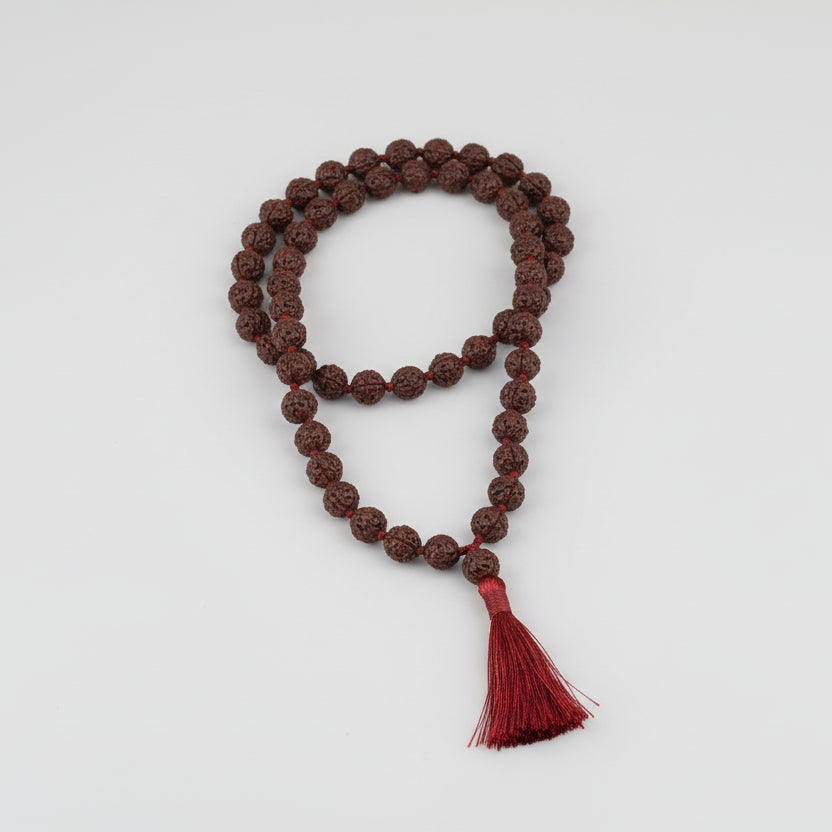 Red Tiger Eye Round Mala With Knots-10 mm