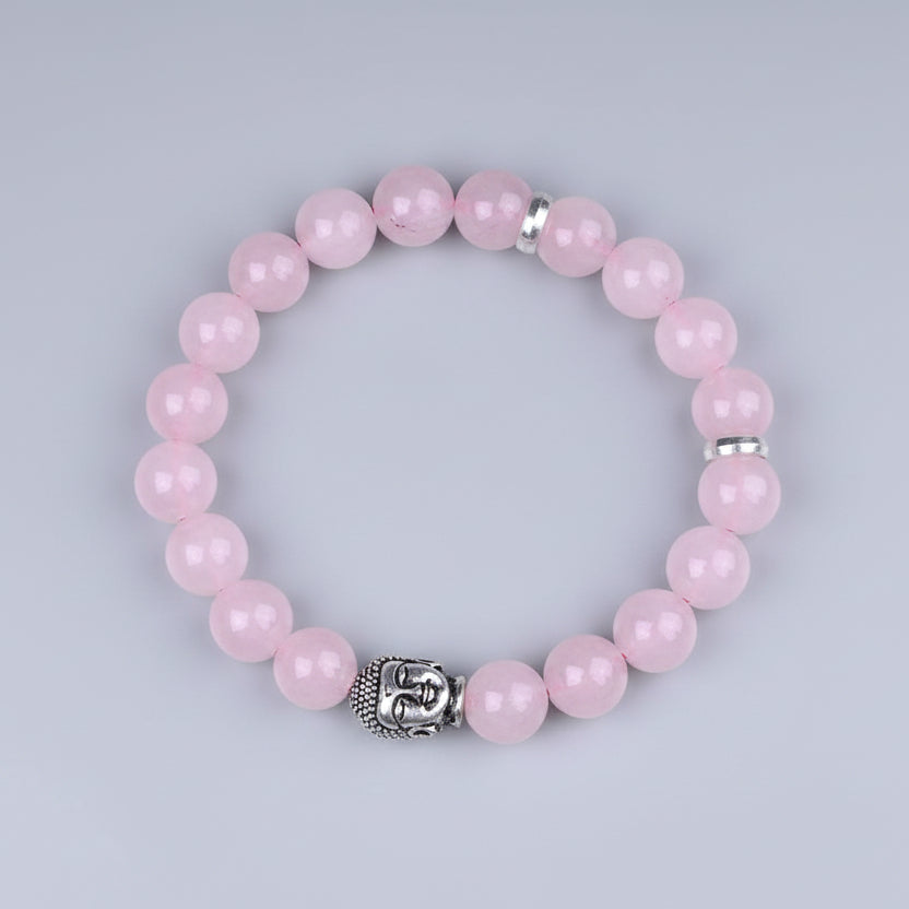 Rose Quartz Buddha Charm Bracelet-10 mm