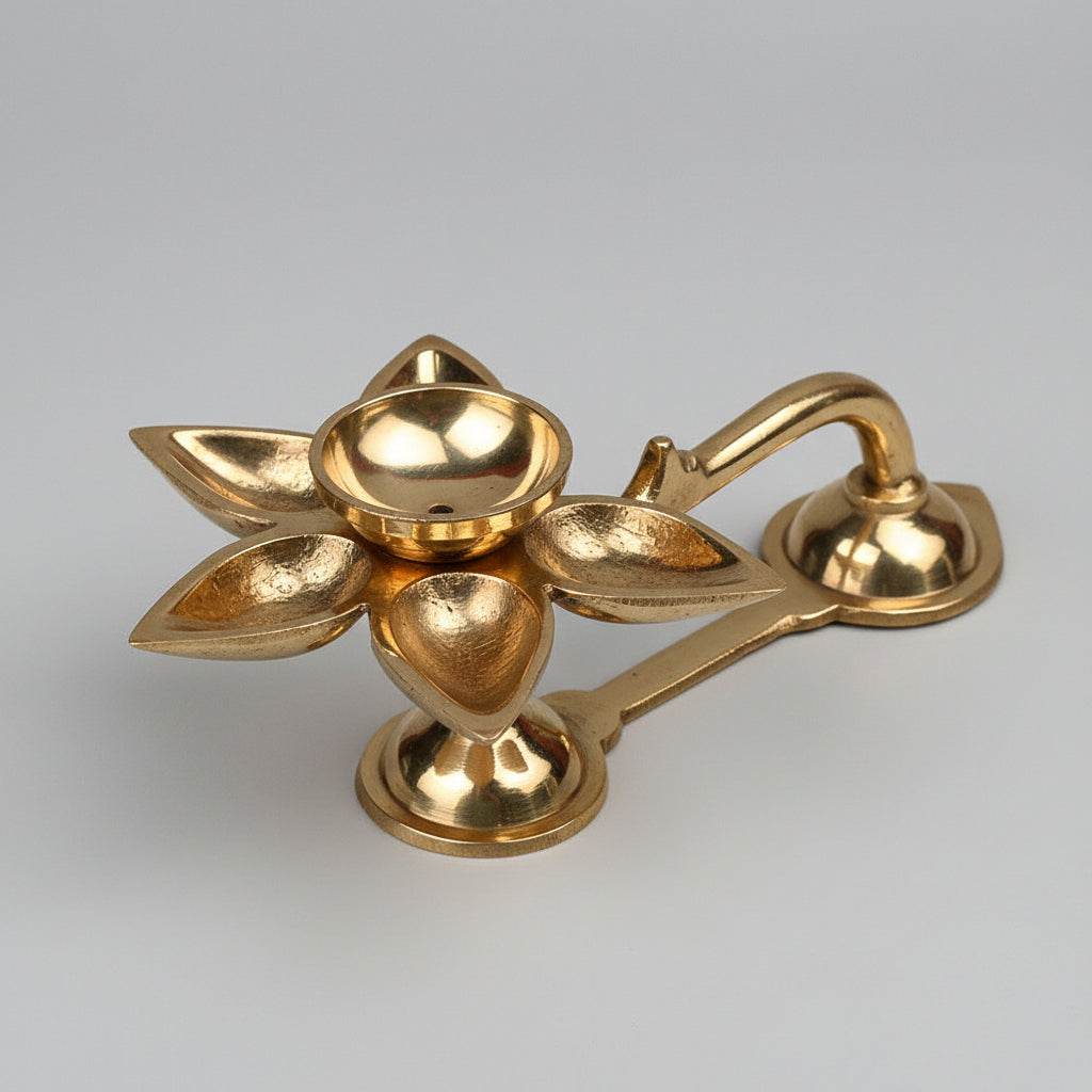 Panch Deepak Brass Aarti Diya-Antique Finish