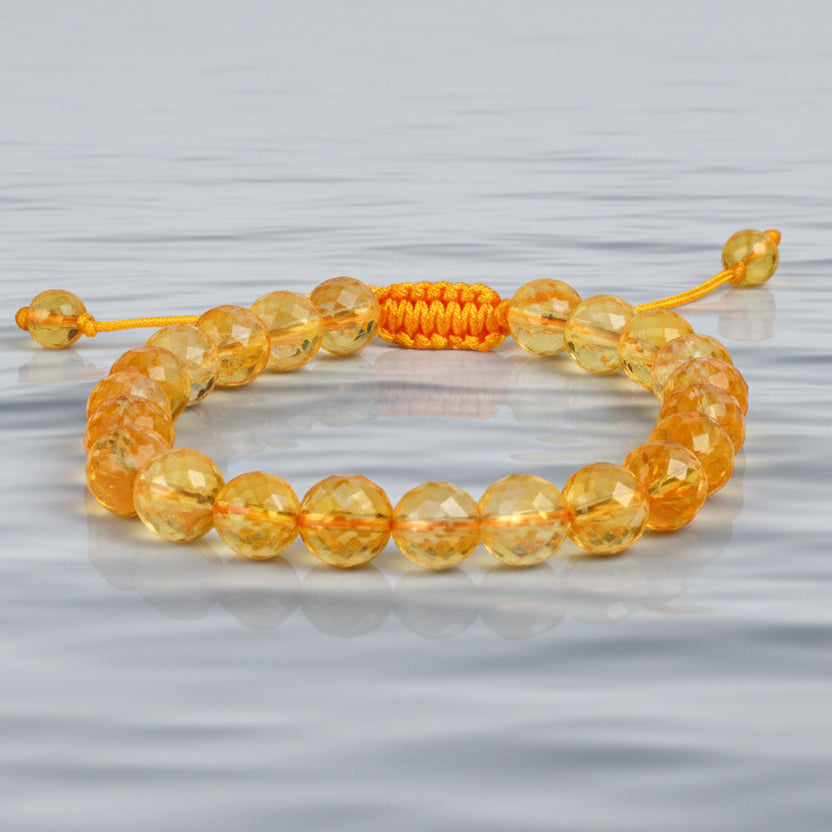 Citrine Faceted Bead Bracelet (Design III)-Adjustable Thread