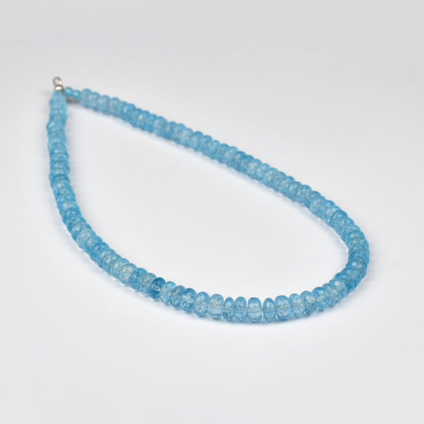 Blue Topaz Button Shape Faceted Beads Necklace-167.5 Carat