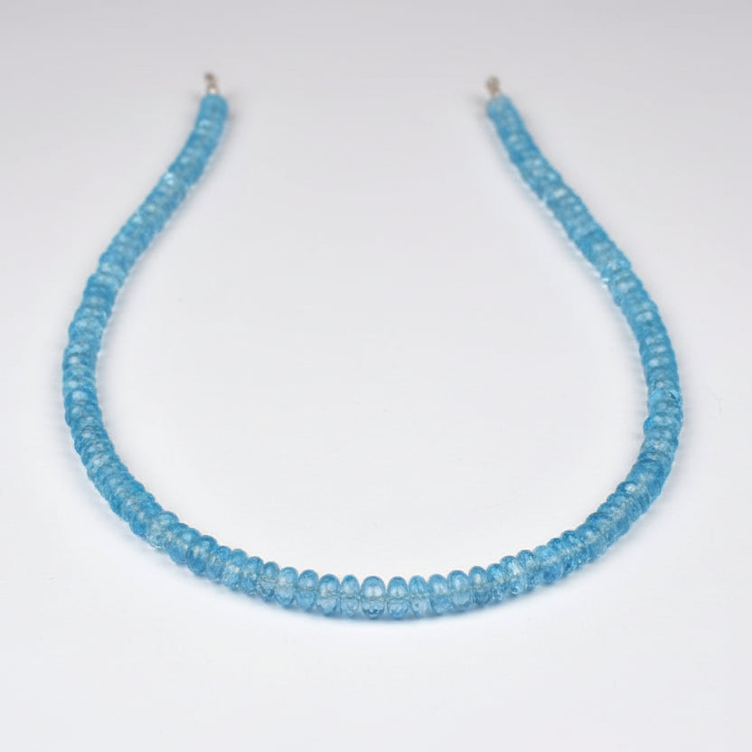 Blue Topaz Button Shape Faceted Beads Necklace-152.5 Carat