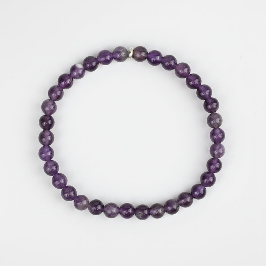 Amethyst Round Beads Bracelet-6 mm