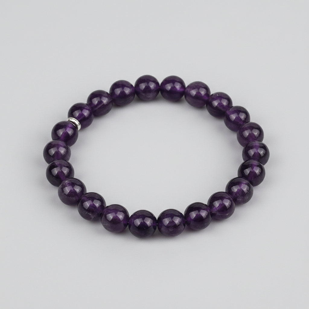 Amethyst Round Beads Bracelet-6 mm