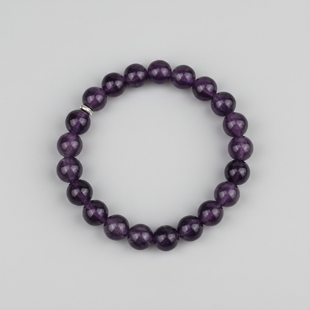 Amethyst Round Beads Bracelet-8 mm