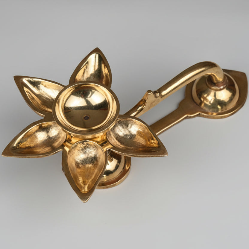 Panch Deepak Brass Aarti Diya-Gold Finish