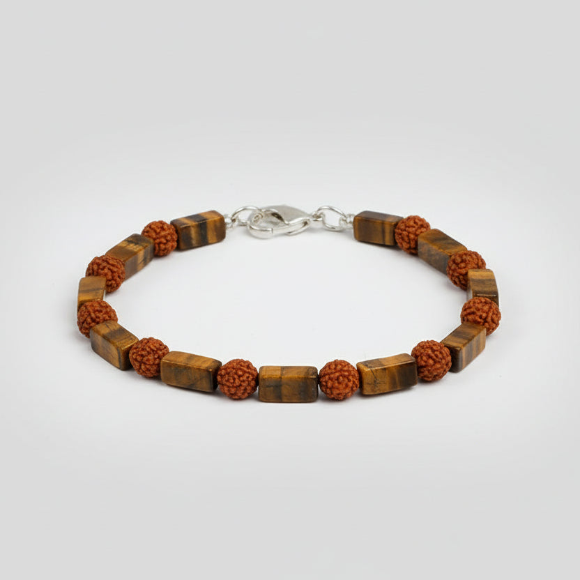 Rudraksha and Tiger Eye Bracelet (Design II)